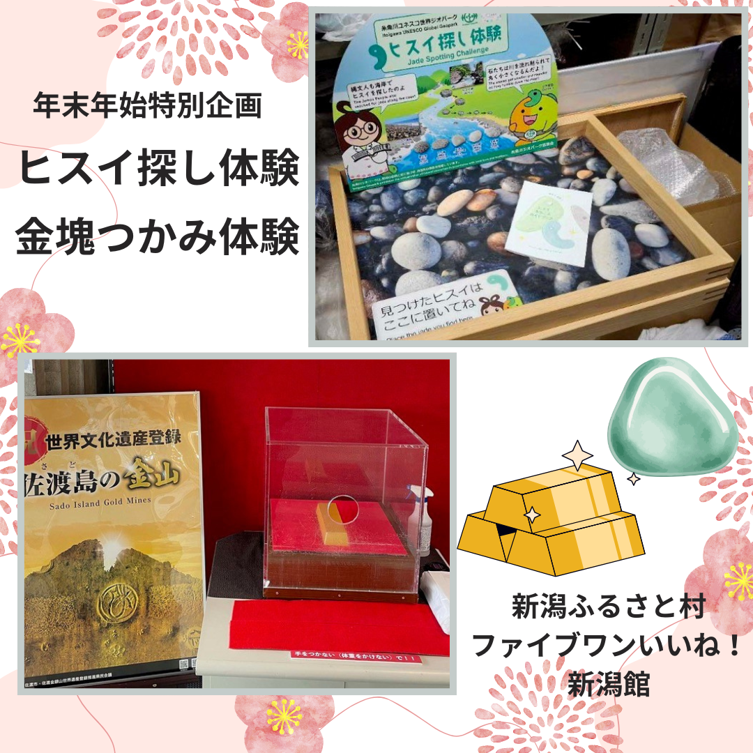 年末年始特別企画「ヒスイ探し・金塊つかみ体験」