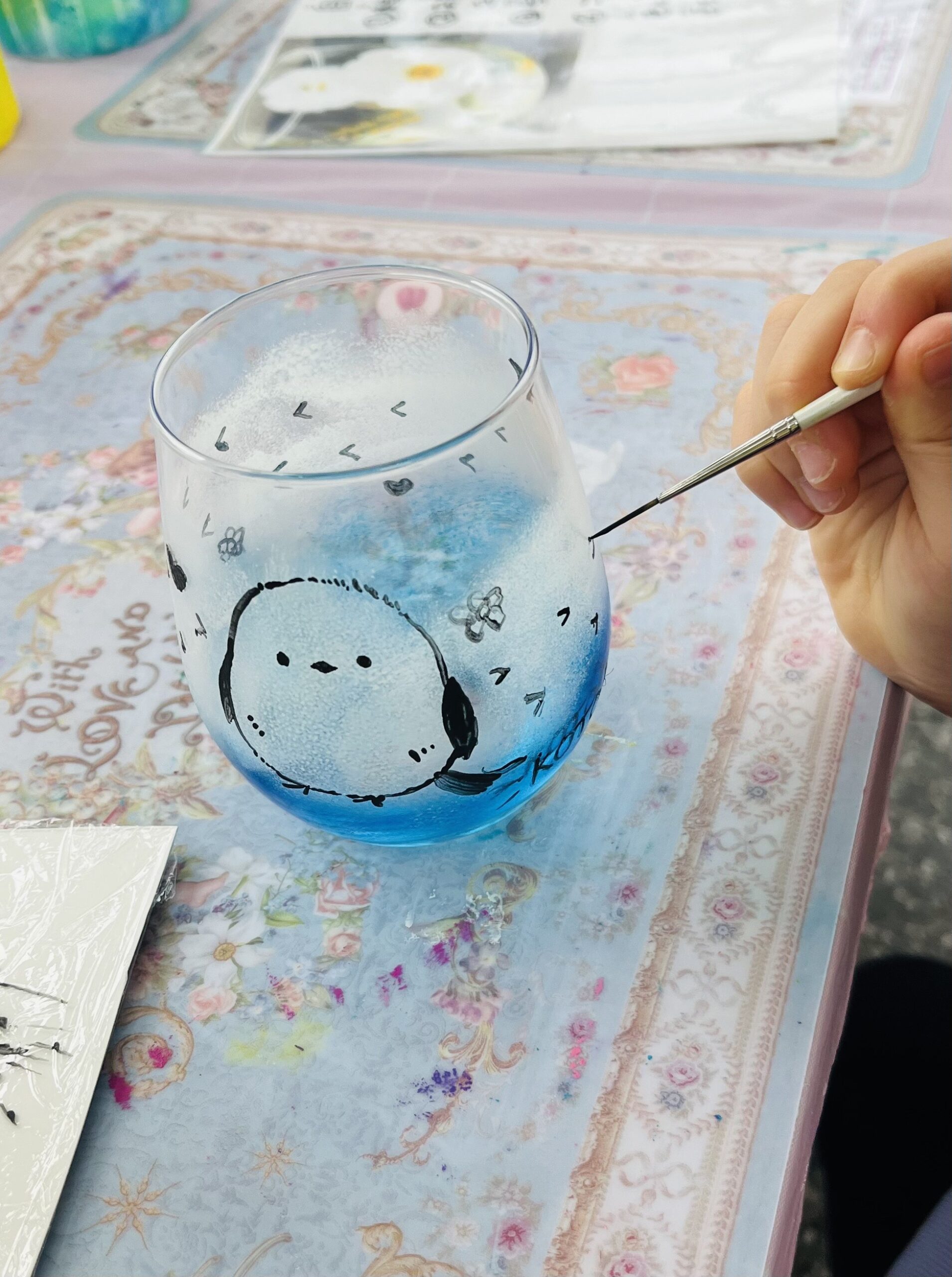 グラデーションランタン作り・グラス絵付け（Antique Rose）