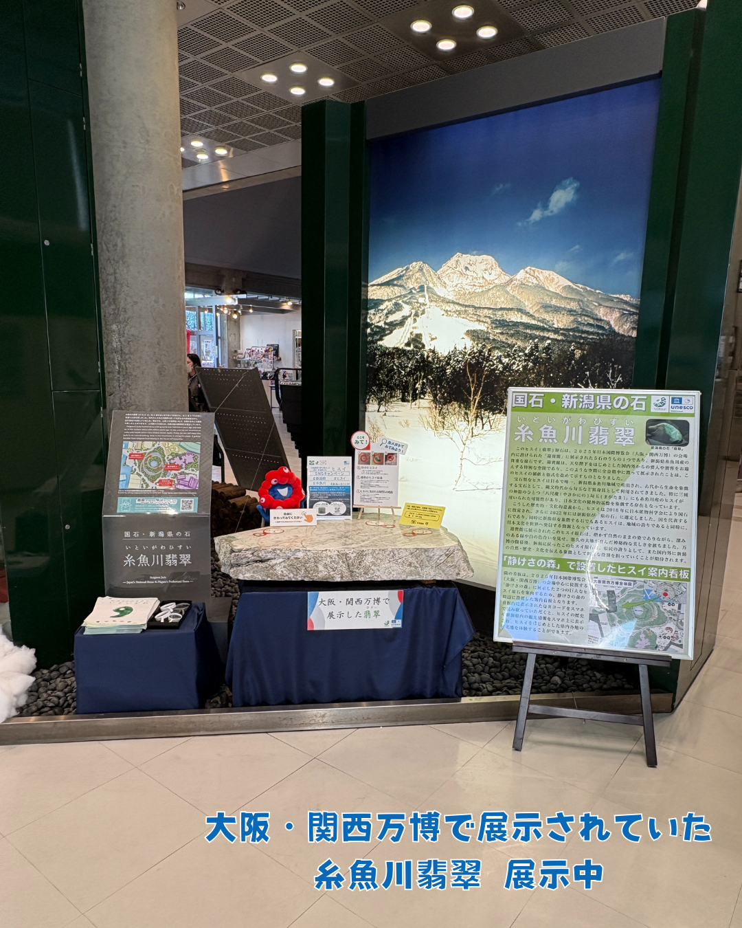 大阪・関西万博で展示した〈糸魚川翡翠〉展示