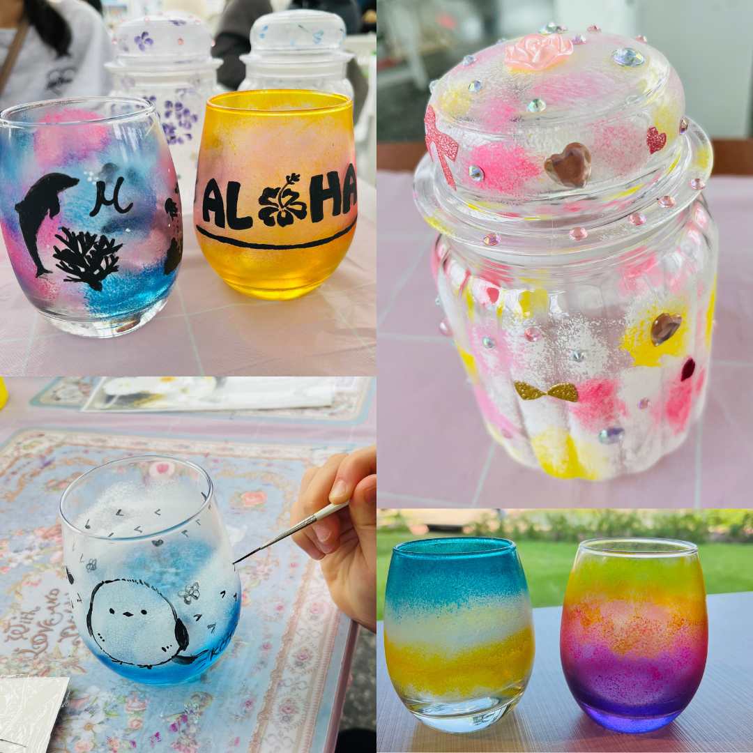 グラス絵付け&キラキラ小物入れ作り（Antique Rose）