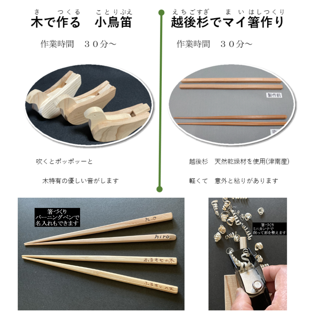 森のめぐみで作ろう！県産材で作る木工体験（新潟の木工道(もこみち)）